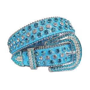 Rhinestone Sky Blue and Clear Belt With Sky Glitter Strap