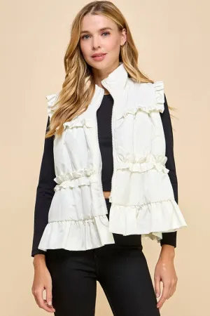 Ruffle Trim Back Bow Detail Vest