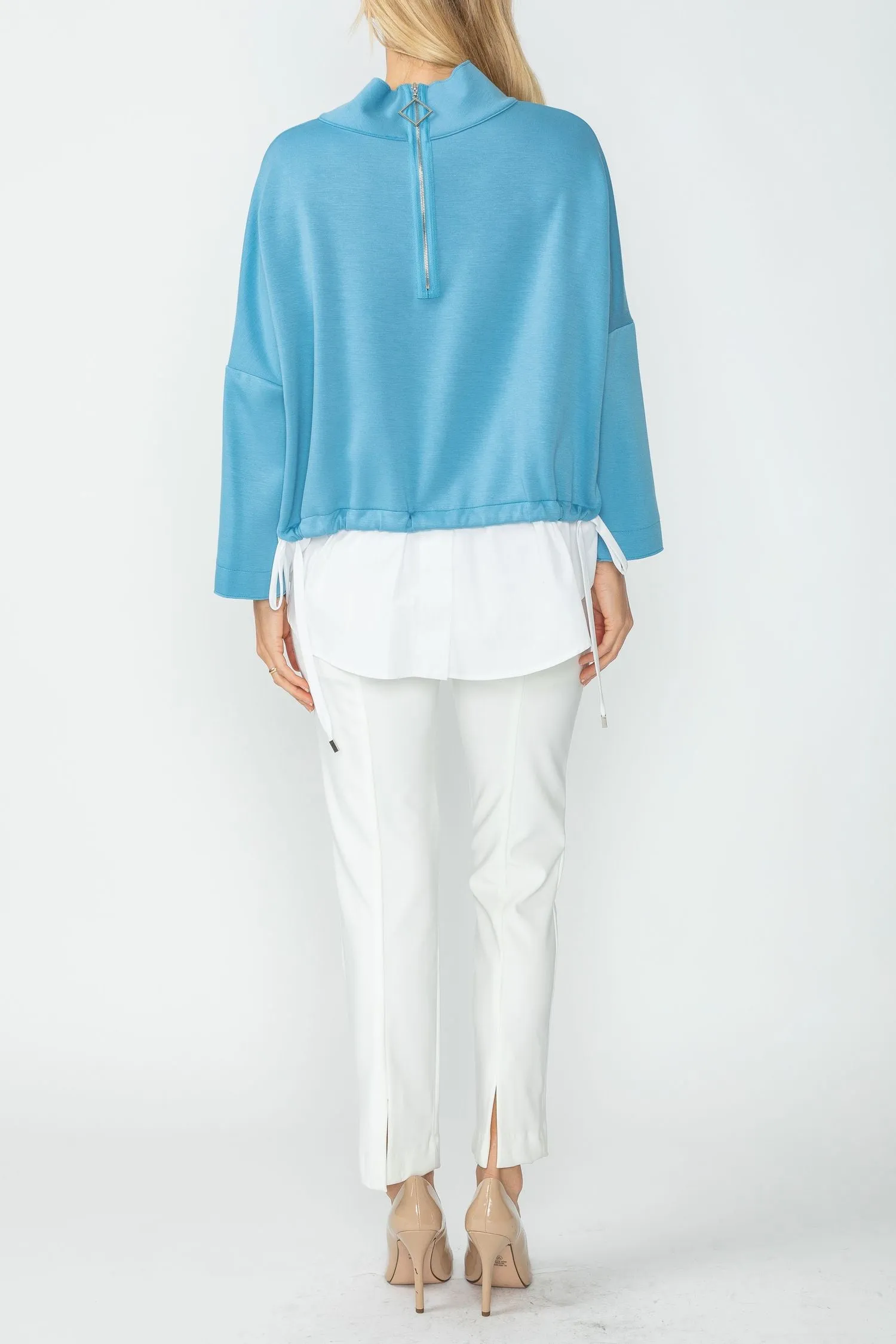 Sky High Stand Collar & Shirts Tail Layer Top