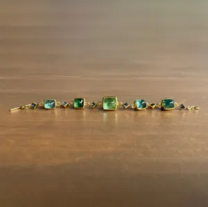 Sugar Loaf Tourmaline & Square Aquamarine Bracelet