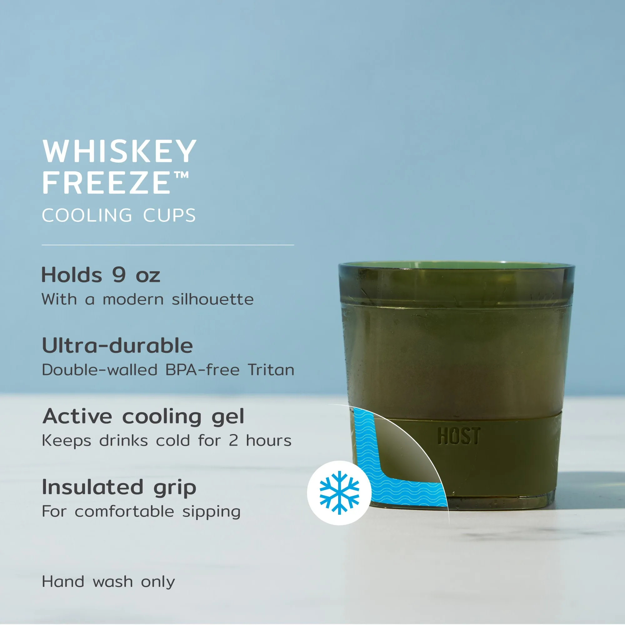 Whiskey FREEZE™ Cooling Cup in Olive Green Set of 2