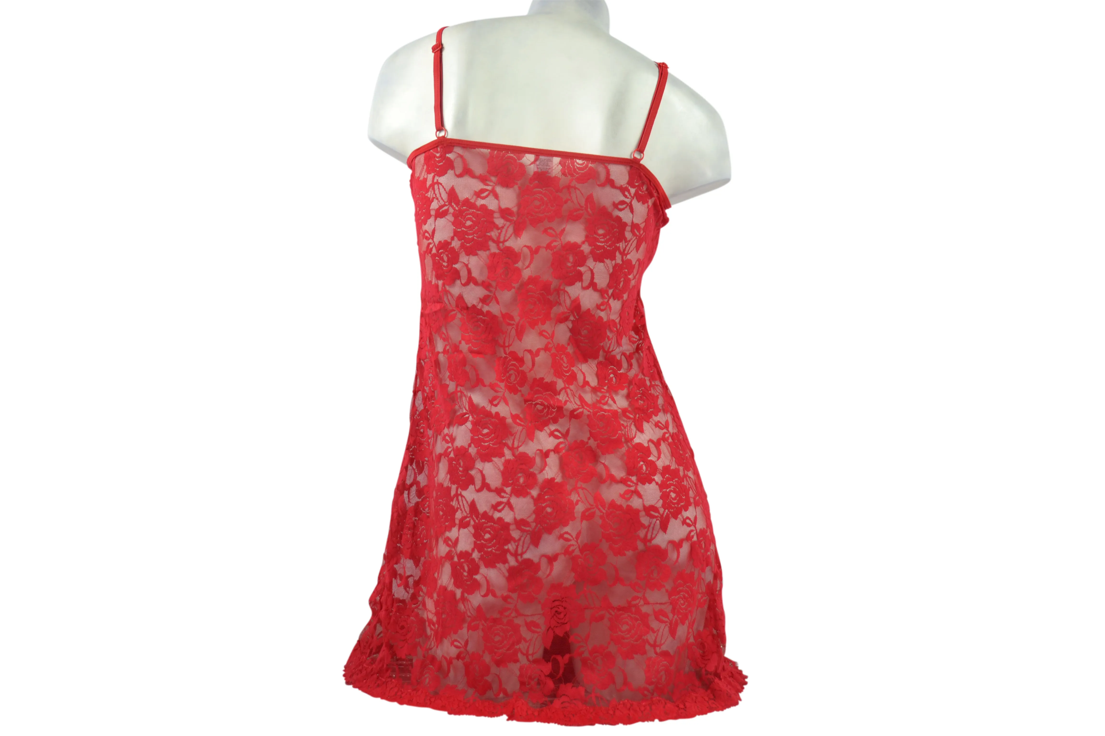 Women's Very Sexy Peek-a-boo Snug Lace Nightie - Red